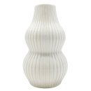 Keramik Vase hochglanz wei&szlig; geriffelt ca. 18 cm
