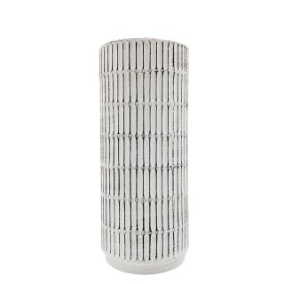 Vase weiß/schwarz geriffelt matt  ca. 28,7 cm