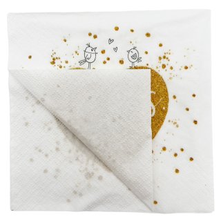 20 Stück Hochzeit Servietten 'Just Married' – Weiß, 33x33 Cm, Aus Zelltuch