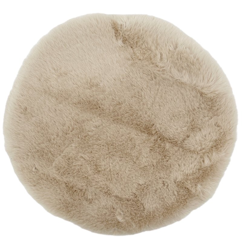 Kunstfell Teppich rund klein beige Ø ca. 32 cm