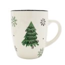 Weihnachtliche Keramik-Tasse weiß/grün/schwarz...