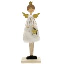 Engel mit Pelzrock weiß/gold ca. 25 cm
