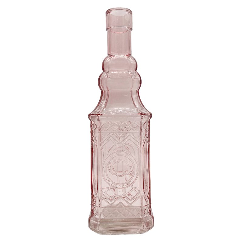 Glas Flasche Rosa strukturiert ca. 22,5 cm