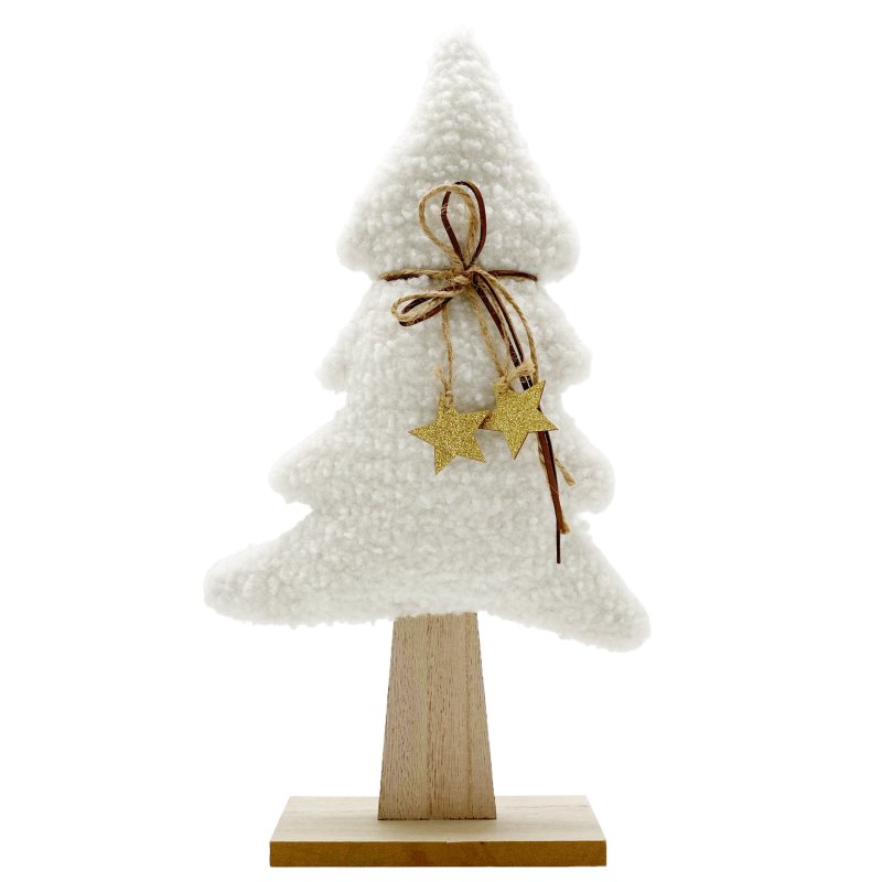 PlüschTannenbaum auf Holzfuß Weiß ca. 43 cm