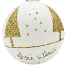 Glas Weihnachtskugel Weiß Gold Glitzer Ø ca. 8 cm "Christmas"