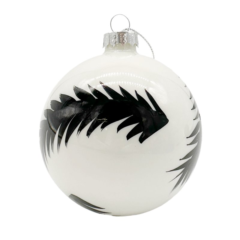 Glas Weihnachtskugel Weiß Schwarz Ø ca. 8 cm mit Muster
