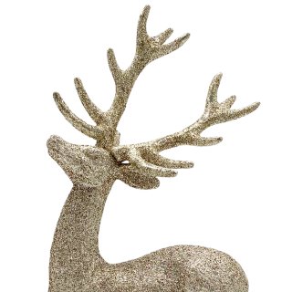 Glitzer Deko Hirsch 20 cm Gold Weihnachtsdeko