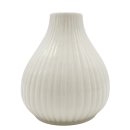 Hochglanz Zwiebel-Vase geriffelt Weiß ca. 12,5 cm