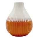 Hochglanz Zwiebel-Vase geriffelt Weiß/Orange ca. 12,5 cm