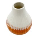 Hochglanz Zwiebel-Vase geriffelt Weiß/Orange ca. 12,5 cm