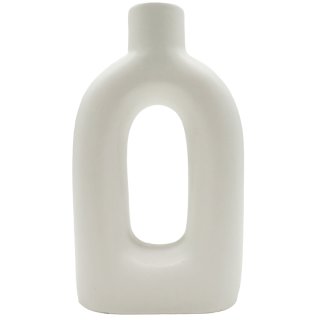 Asymmetrische Keramik-Vase Weiß ca. 18,5 cm