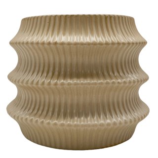 Geriffelte Keramik-Vase/Blumentopf Braun ca. 16,5 cm