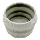 Geriffelte Keramik-Vase/Blumentopf Greige ca. 16,5 cm