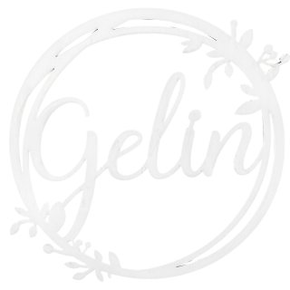 Holz-Schild " Gelin " Weiß Ø ca. 25 cm