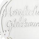 Holz-Ring " Herzlichen Glückwunsch " Weiß Ø ca. 25 cm