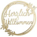 Holz-Ring  " Herzlich Willkommen " Natur...