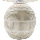 Tischlampe Keramik geriffelt Beige ca. 39 cm