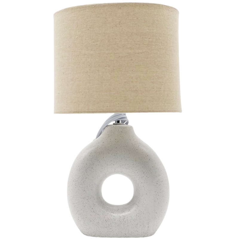 Tischlampe Keramik Donut Beige/Weiß ca. 38 cm