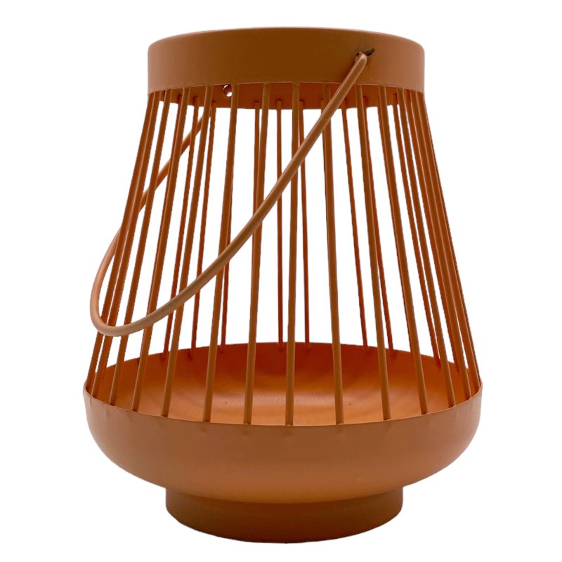 Metall Windlicht Orange ca. 16 cm