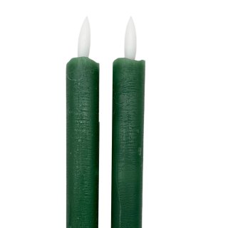 LED Echtwachs Stabkerzen 2er Set Grün ca. 25 cm