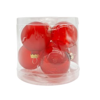 Glas Christbaumkugeln 6er Set Rot
