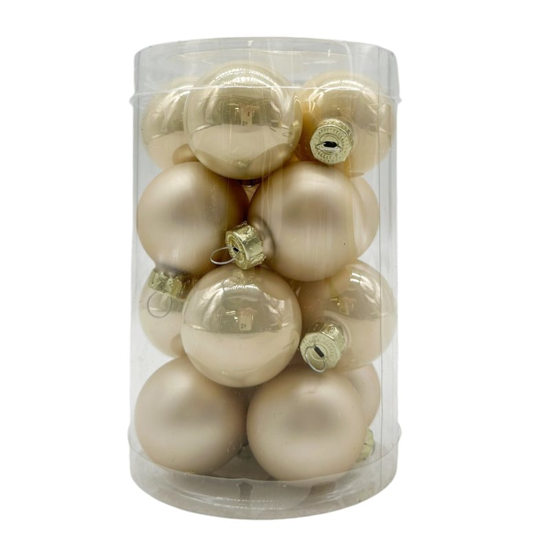 Glas Christbaumkugeln im 16er Set Creme Weihnachtsdeko Weihn
