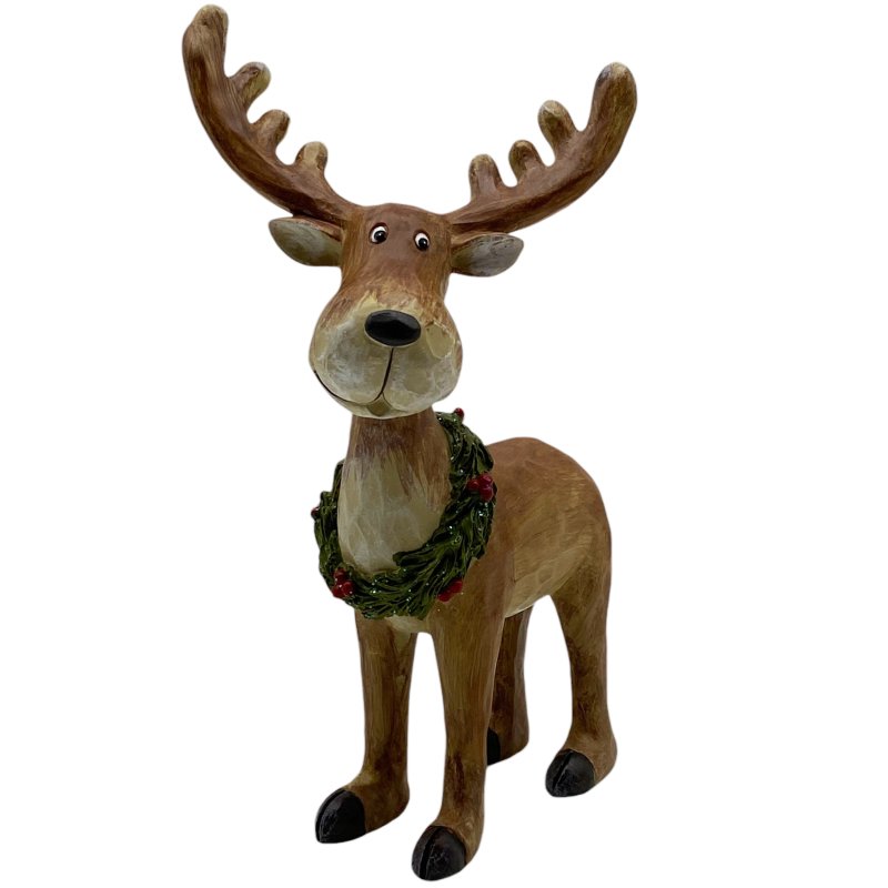 Elch Figur Berndi mit Mistelkranz 25cm Weihnachtsdeko Weihna