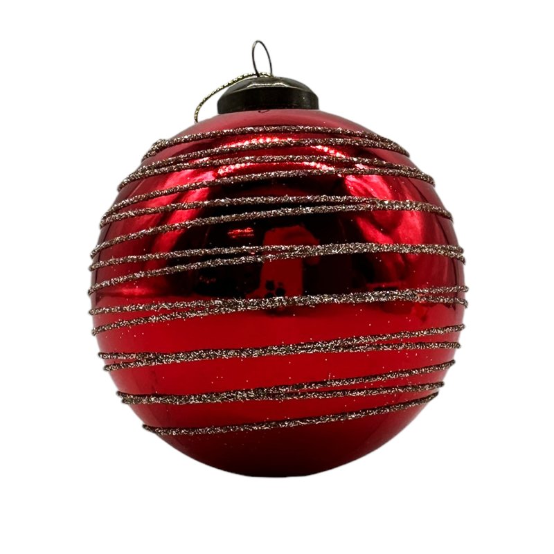 Bruchfeste Christbaumkugel Rot/Glitzer Ø ca. 8 cm