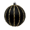 Bruchfeste Christbaumkugel Schwarz/Gold/Glitzer  Ø...