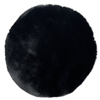 Kunstfell-Teppich Schwarz rund Ø  ca. 33 cm
