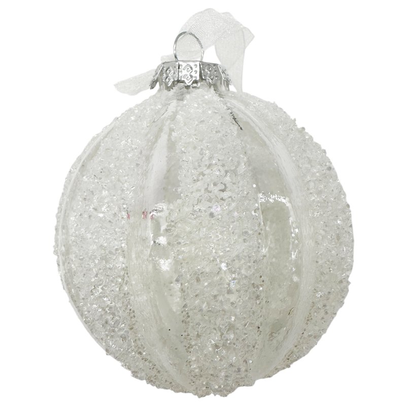 Glas Christbaumkugel Weiß/Klar Ø ca. 8 cm