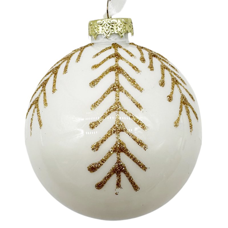 Glas Christbaumkugel Weiß/Gold Ø ca. 8 cm