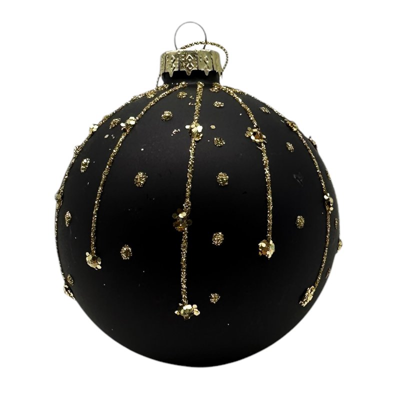 Glas Christbaumkugel Schwarz/Gold Ø ca. 8 cm