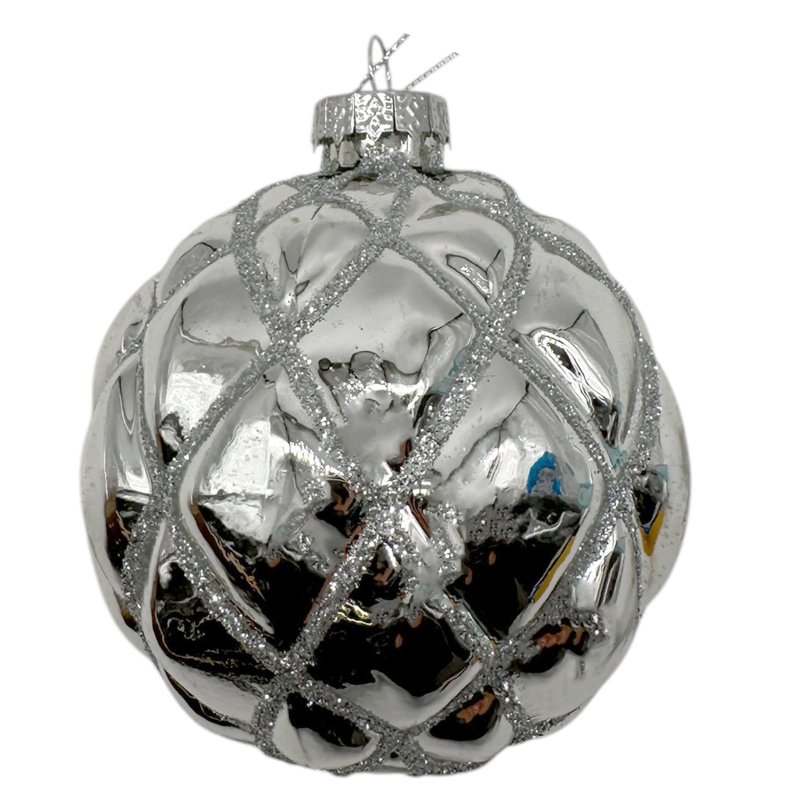 Glas Christbaumkugel Silber Ø ca. 8 cm
