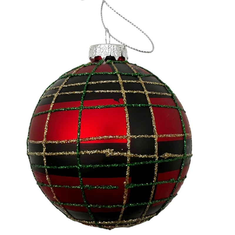 Glas Christbaumkugel Rot/Grün/Schwarz Ø ca. 8 cm