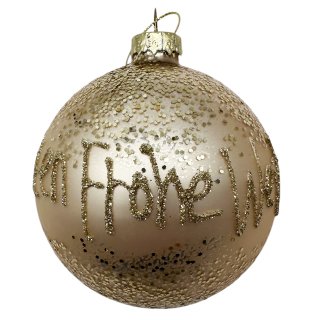 Glas Christbaumkugel "Frohe Weihnachten" Gold Ø ca. 8 cm