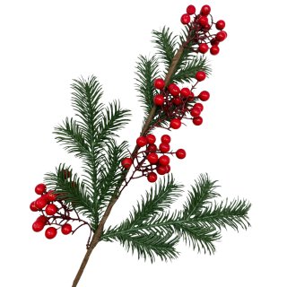 Beeren Tannenzweig Rot/Grün ca. 58 cm