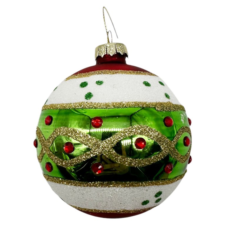 Glas Christbaumkugel Grün/Rot Ø ca. 8 cm