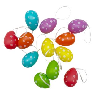 Bunte Ostereier im 12er Set gepunktet ca. 6 cm