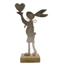 Osterhase auf Holzfuß Natur/Silber ca. 32 cm