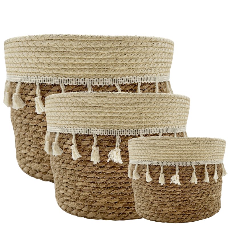 Boho Deko Körbe in 3 verschiedenen Größen Natur/Creme