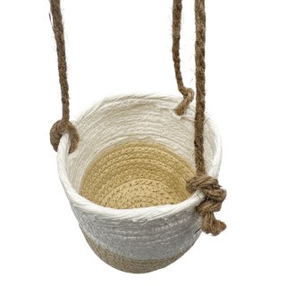 Boho Blumenampel Weiß/Beige Ø ca. 10 cm