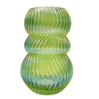 Glas Vase geriffelt Grün ca. 24 cm