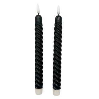 LED Echtwachs Stabkerzen Twist im 2er Set Schwarz ca. 24 cm