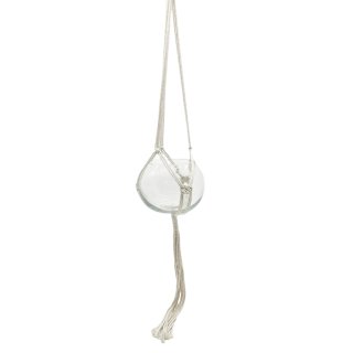 Makramee Blumenampel Creme ca. 100 cm