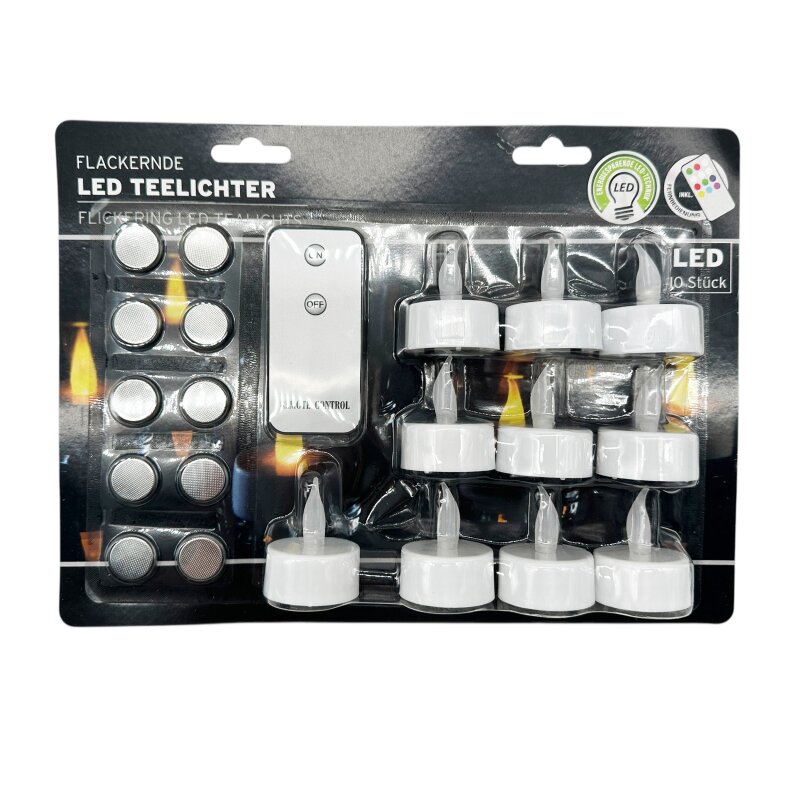 Flackernde LED Teelichter Weiß im 10er Set Ø ca. 4 cm