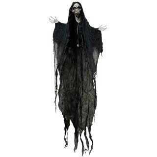 Halloween Figur " Der Tod " mit rot leuchtenden Augen und Sound Schwarz ca. 180 cm