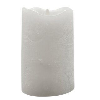 LED Echtwachs Stumpenkerze Silber/Gräulich ca. 15 cm