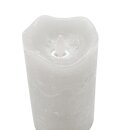 LED Echtwachs Stumpenkerze Silber/Gräulich ca. 15 cm