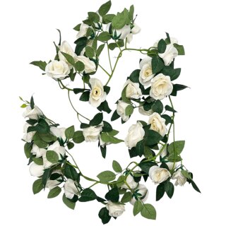 Rosengirlande Creme/Grün  ca. 173 cm